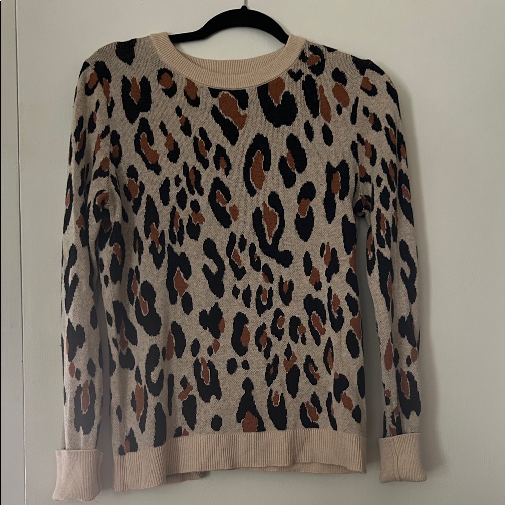 a new day Leopard Print Crew Neck Sweater